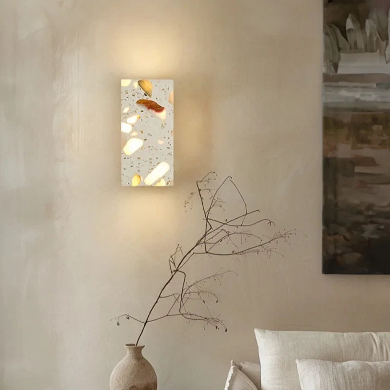 Afralia™ Terrazzo Stone LED Wall Lights for Modern Nordic Interior