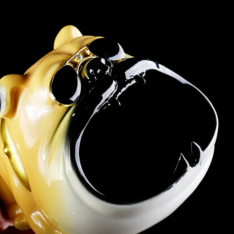 Afralia™ Bulldog Sunglasses Ceramic Ashtray - Smoking Accessories, Weed Ash Tray, Home Decor Gift
