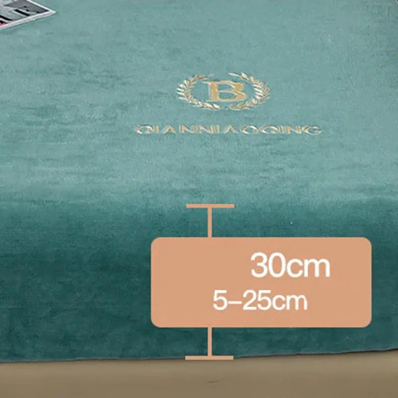 Afralia™ Plush Flannel Embroidered Fitted Sheet for Cozy Winter Warmth