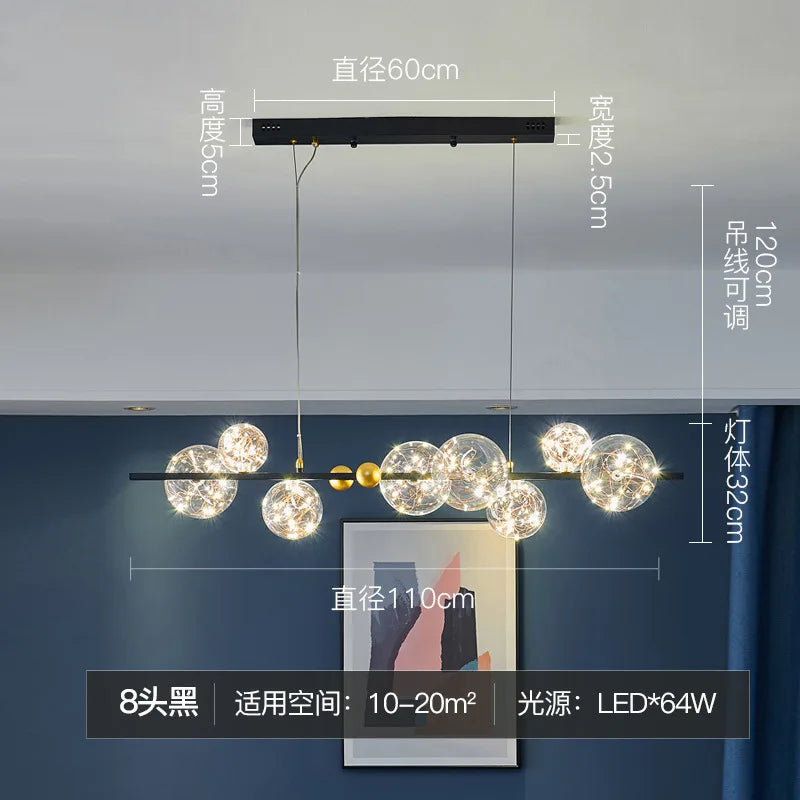 Afralia™ Golden Ring Glass Ball Chandelier with Remote Control for Living Dining Room