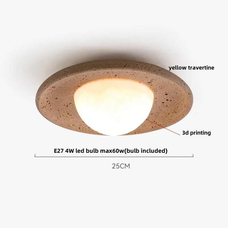 Afralia™ Ellipse Stone LED Ceiling Light Natural Travertine Lamp Plafon