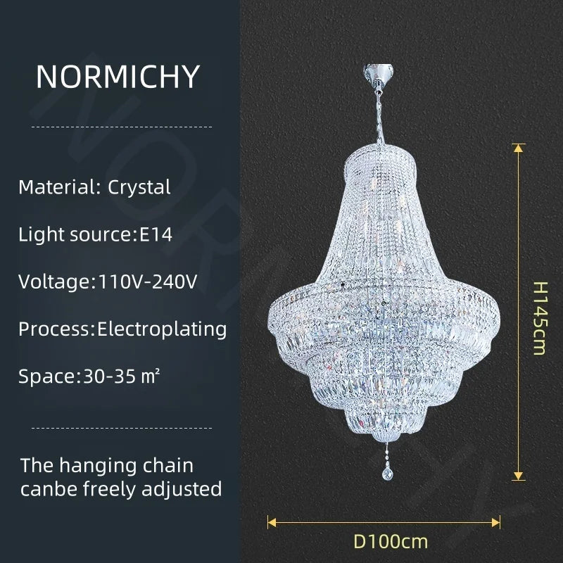 Afralia™ European Style Chrome Chandelier for Luxury Living Room, Staircase, Hotel Lobby & Villa.