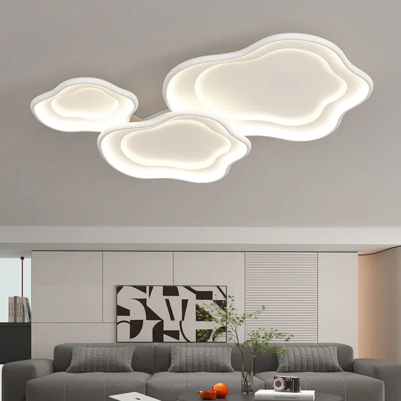 Afralia™ Modern White Round Ceiling Lighting with Remote Control Chandelier