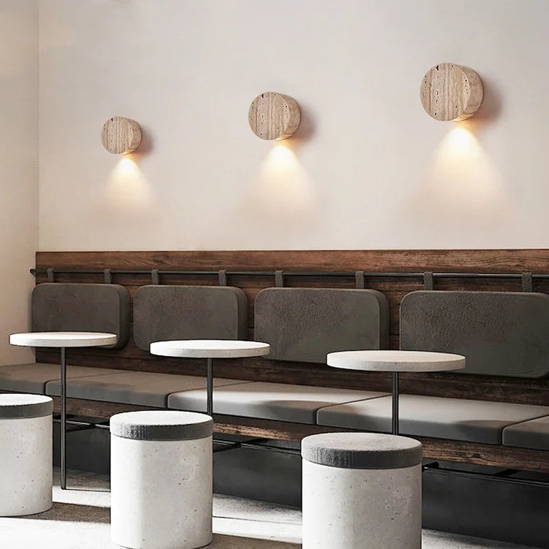 Afralia™ Yellow Travertine Stone LED Wall Sconce - Modern Nordic Design