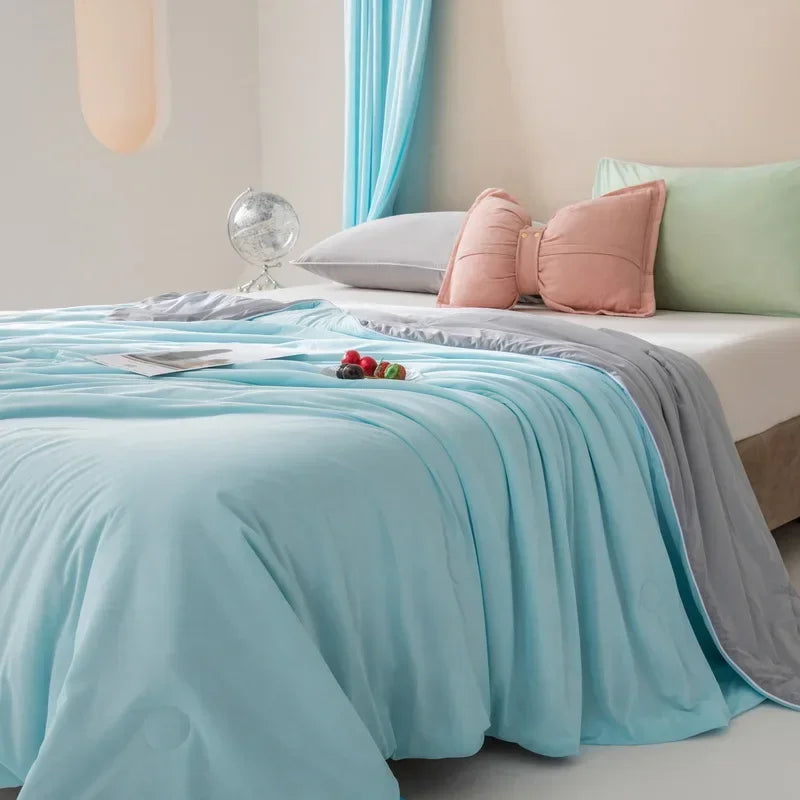 Afralia™ Silky Satin Summer Cooling Blanket Thin Quilt Lightweight Breathable Comforter