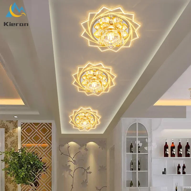 Afralia™ Lotus Crystal LED Ceiling Lamp, Nordic Brights, Modern Style