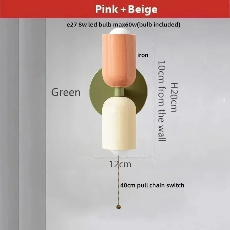 Afralia™ LED Wall Lights Colorful Iron Double Heads Modern Bedside Lamp