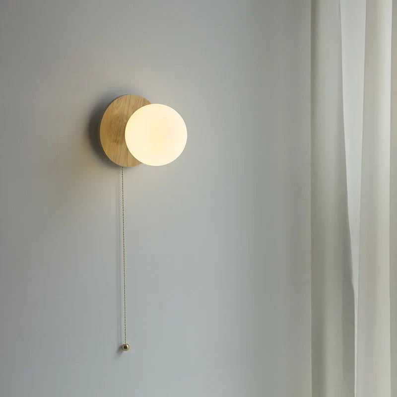 Afralia™ Glass Ball LED Wall Lights with Pull Chain Switch for Bedroom Cafe Bathroom