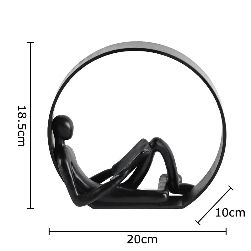 Afralia™ Abstract Black Characters Sculpture Resins Desk Decoration for Aesthetic Room Decor