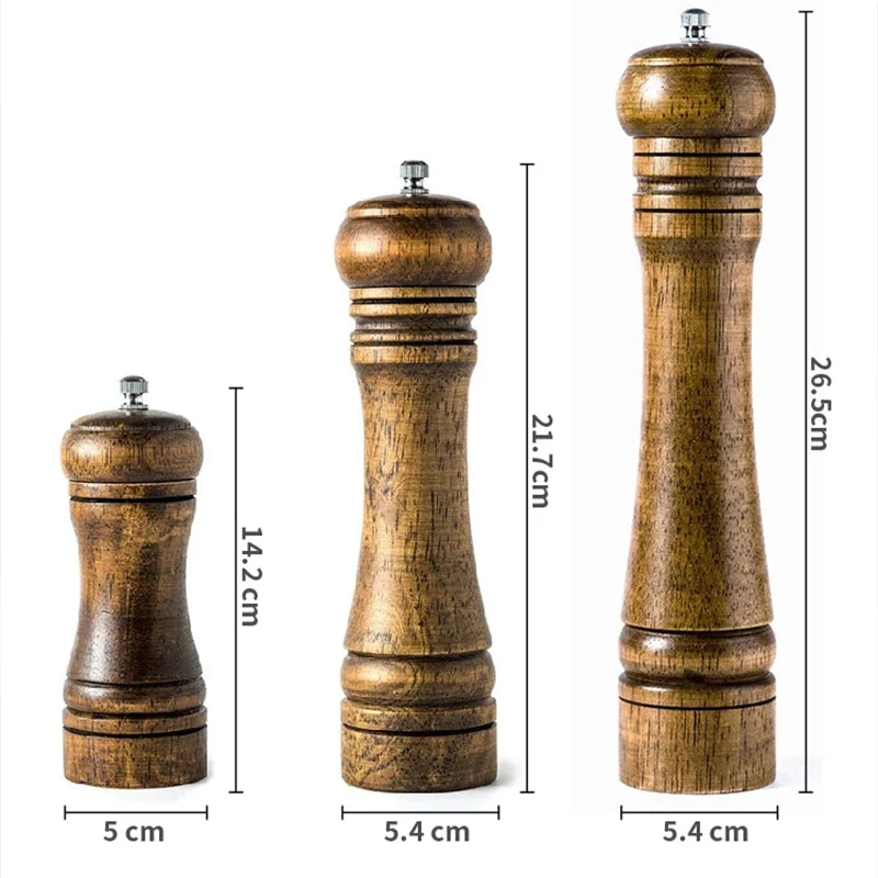 Afralia™ Classical Oak Wood Pepper Spice Grinder Set | Handheld Adjustable Seasoning Mills