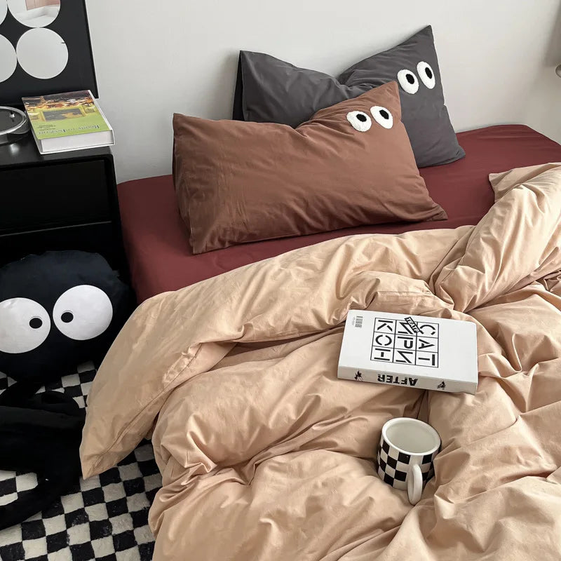 Afralia™ Soft Skin Eye Embroidery Bedding Set: High Quality Duvet Cover Set