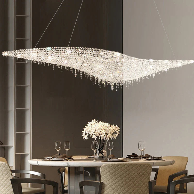 Afralia™ Chrome Crystal LED Ceiling Chandelier for Luxe Dining Room