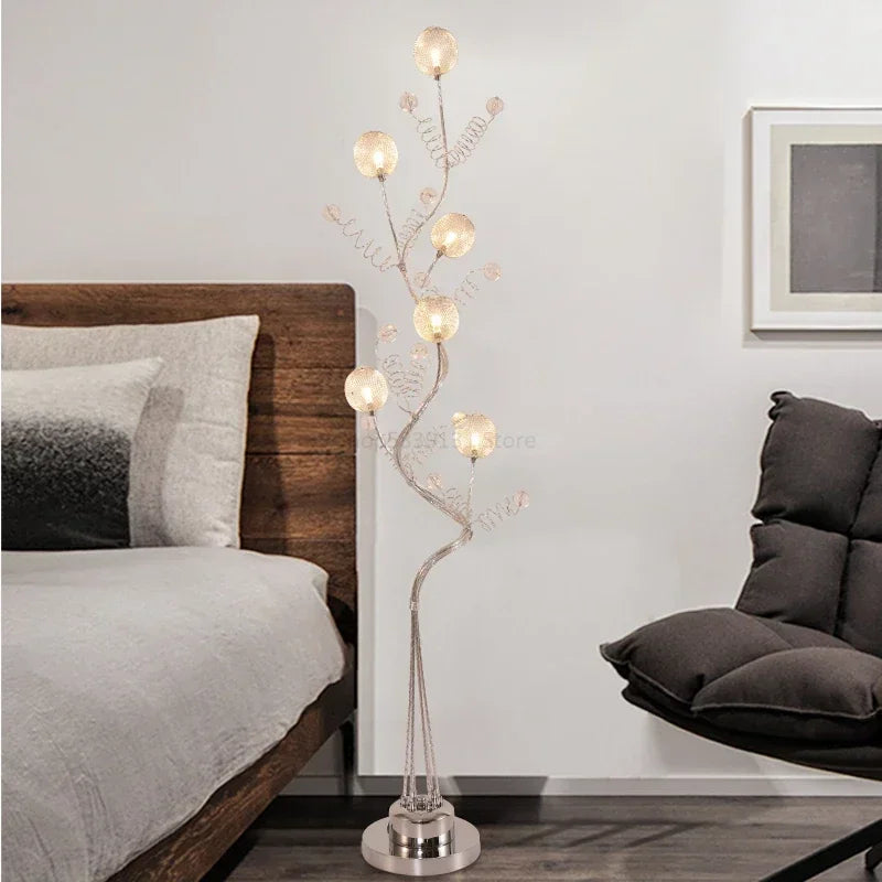 Afralia™ Luxury Aluminum LED Floor Lamp with Remote Control for Modern Living Room Decor