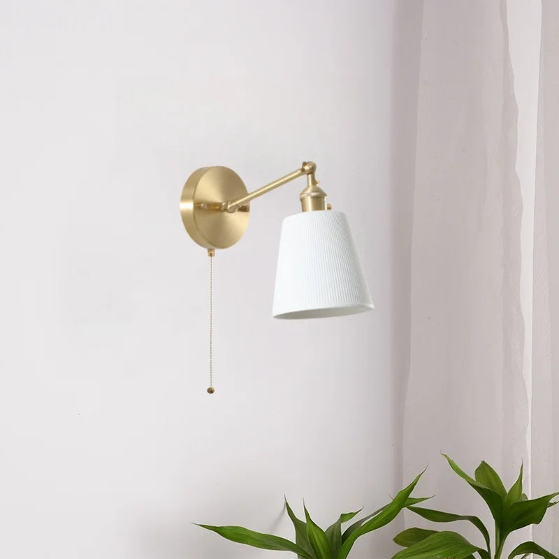 Afralia™ White Ceramic LED Wall Sconce - Nordic Copper Minimalist Sconce Light for Home Decor