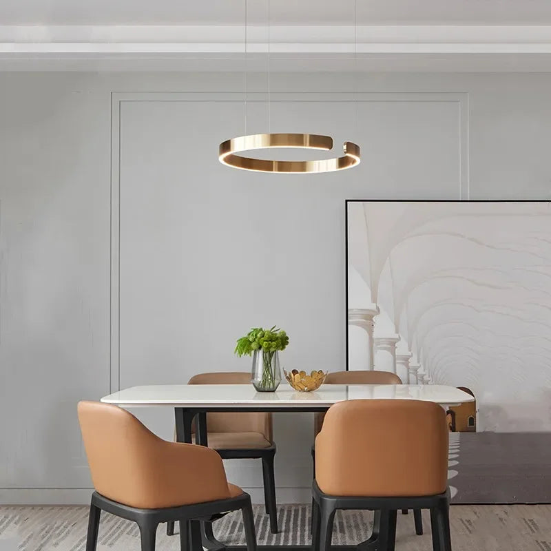 Afralia™ Gold LED Chandelier: Modern Hanging Light for Dining Room & Bedroom