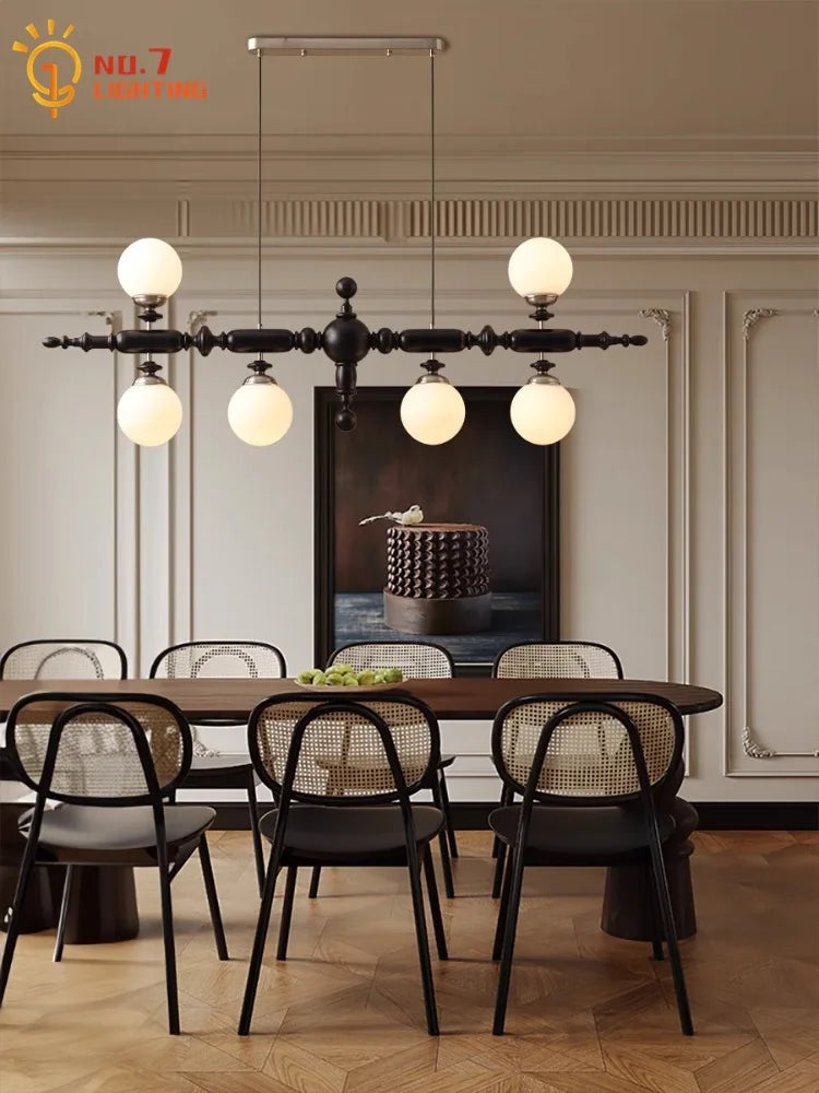 Afralia™ Wood Long Strip Chandeliers LED E27 Classic Pendant Lights