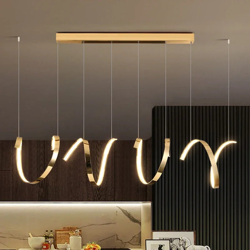 Afralia™ Gold Irregular LED Pendant Lights for Modern Living & Dining Room Lighting