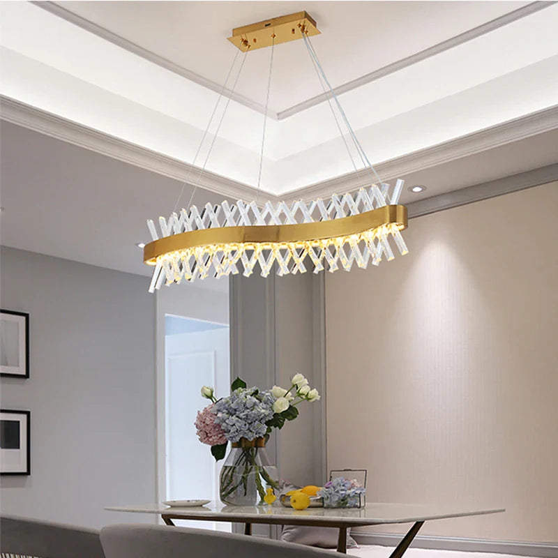Afralia™ Contemporary LED Crystal Chandelier for Hotel, Wedding, and Living Room