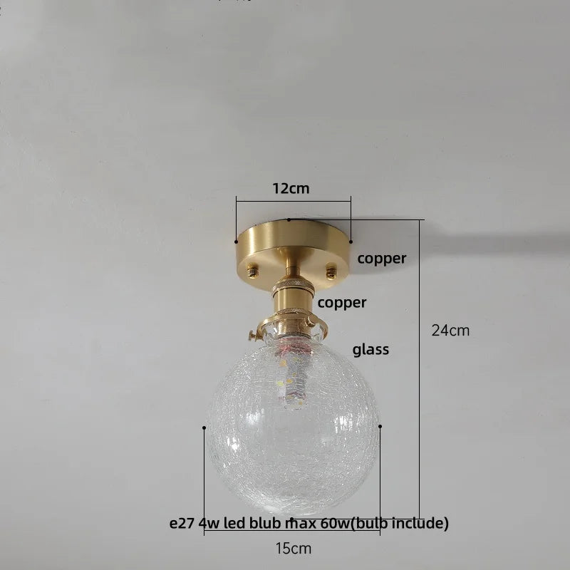 Afralia™ Glass LED Ceiling Light for Living Room, Modern Copper Canopy, Nordic Style Fixtures