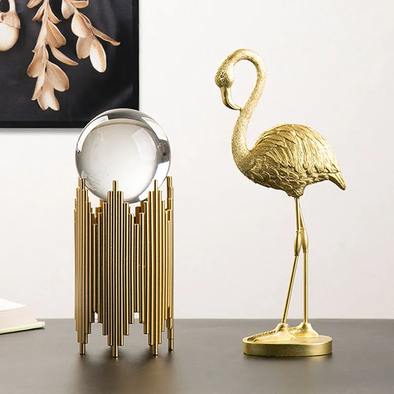 Afralia™ Golden Flamingo Resin Figurines: Luxury Animal Decor for Home & Office