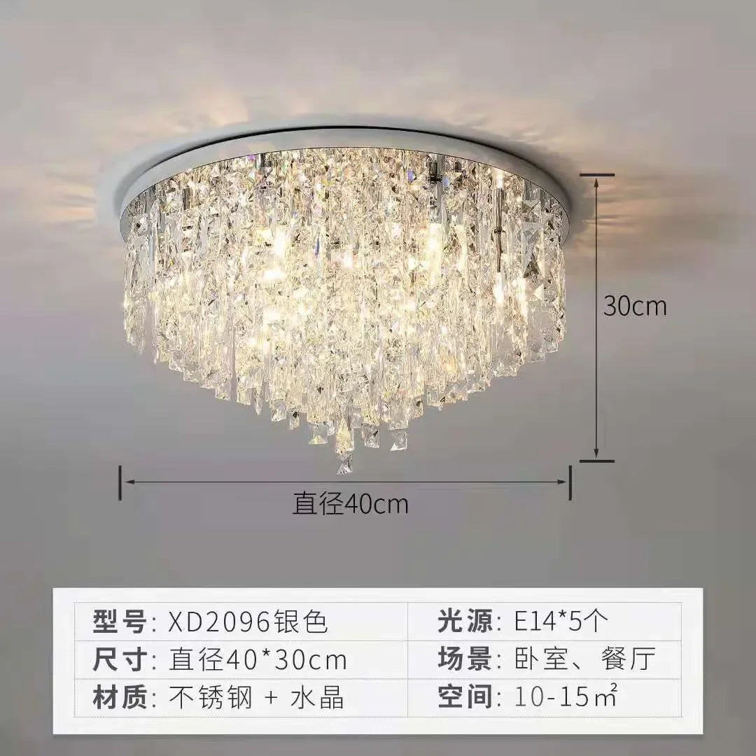 Afralia™ Modern Gold/Chrome Steel Chandelier with K9 Crystals