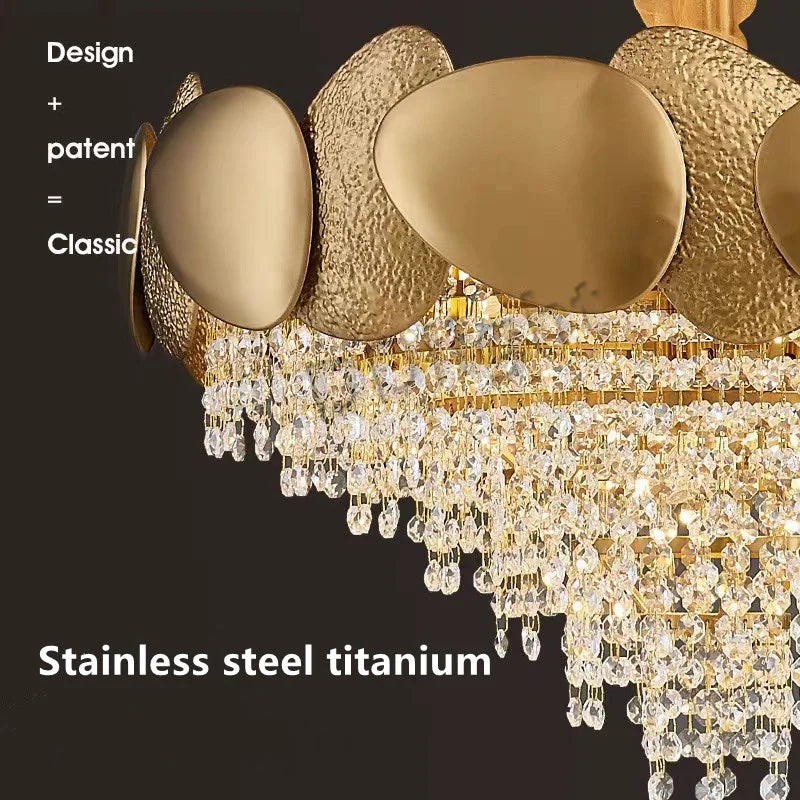 Afralia™ Crystal Tassles LED Pendant Chandelier | Modern Luxury Living Room Ceiling Light