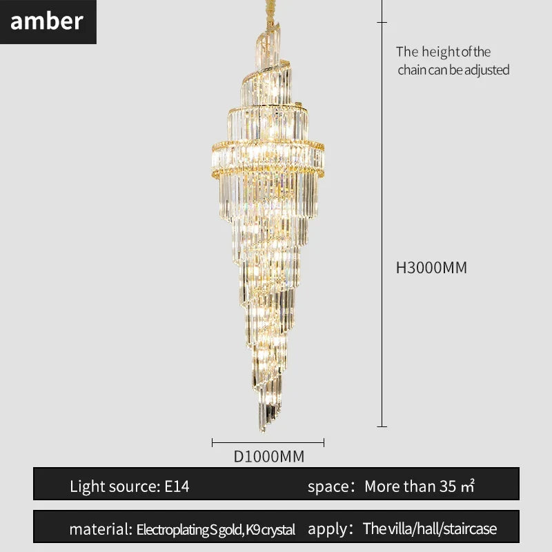 Afralia™ K9 Deluxe Crystal Pendant Chandelier: Dazzling LED Ceiling Light for Modern Elegance