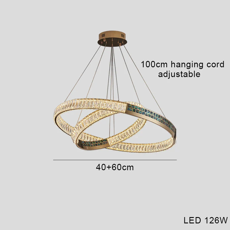 Afralia™ Crystal Ring Ceiling Chandelier | Stainless Steel | Luxury Home Decor