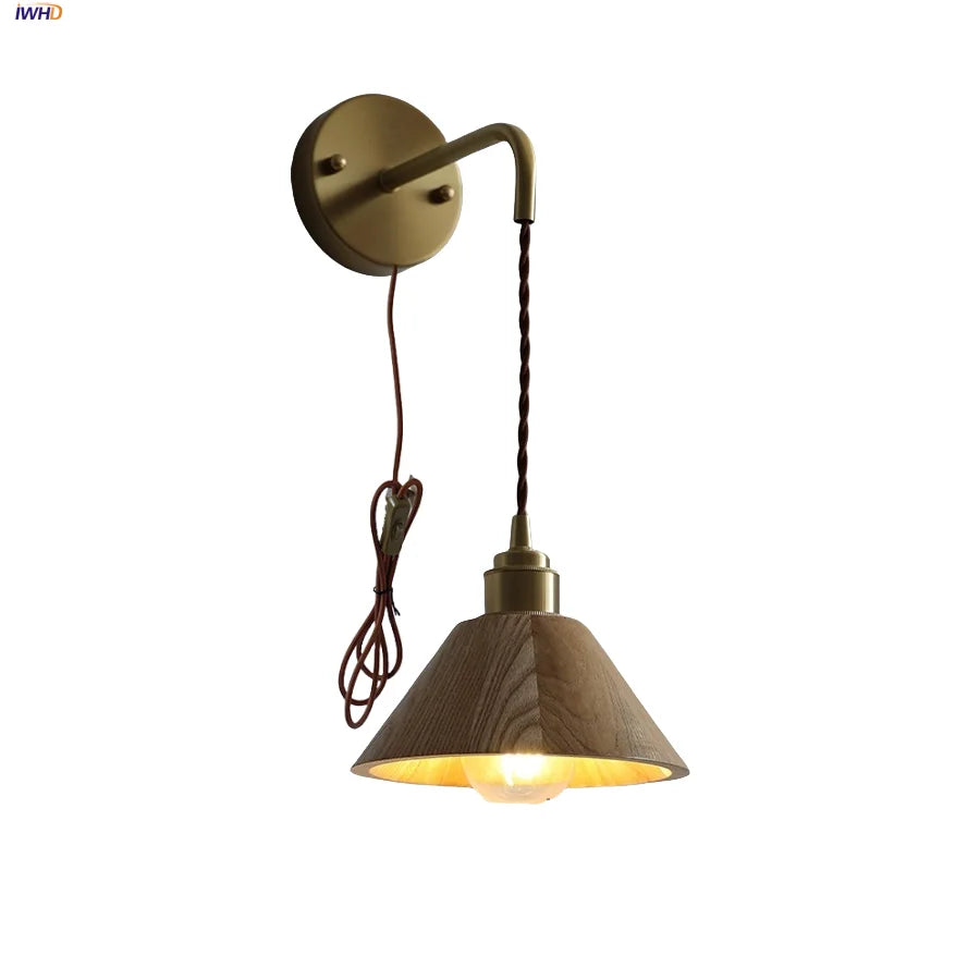 Afralia™ Wood Adjustable LED Wall Light Fixture | Modern Nordic Bedside Wall Lamp