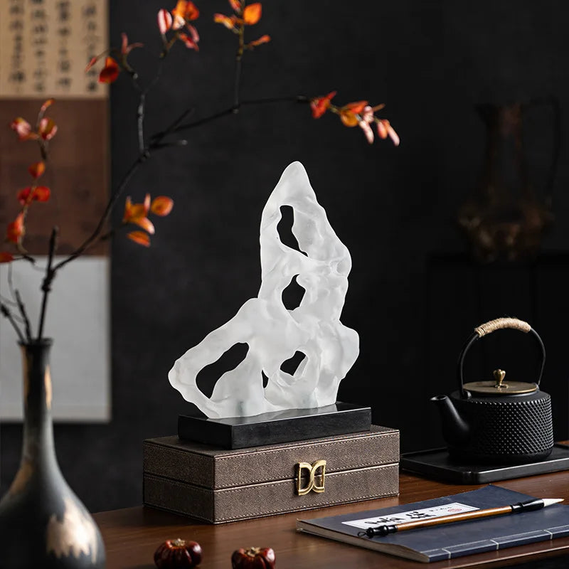 Afralia™ Rockery Frosted Resin Chinese Ornaments Home Decor Figurines