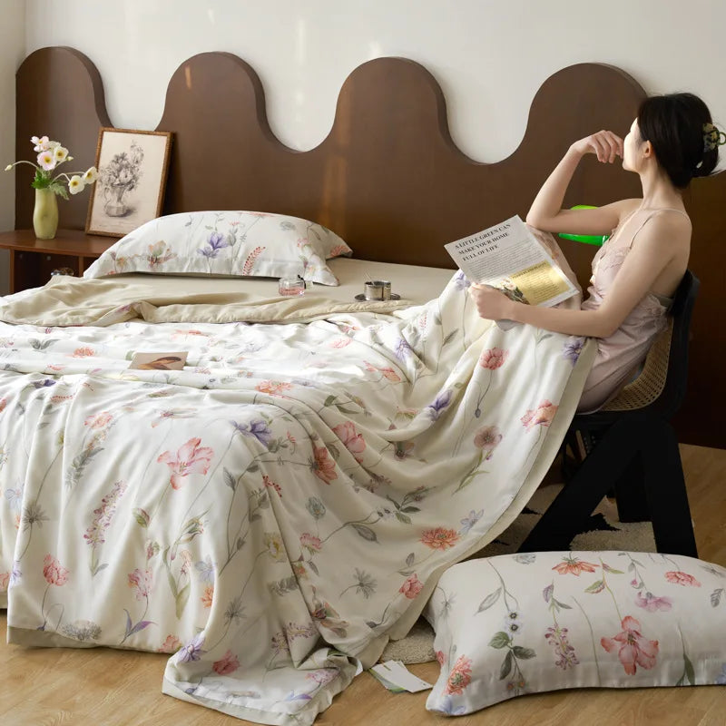 Afralia™ Nordic Satin Summer Comforter - Cooling, Silky, Breathable Quilt for Hot Flashes