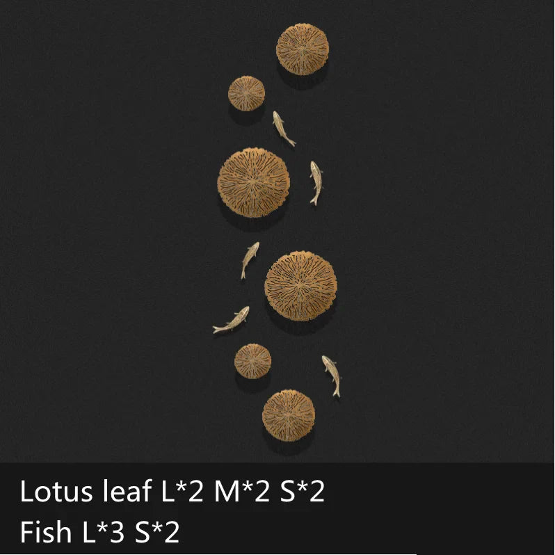 Afralia™ Metal Coral Lotus Fish Pond Wall Hanging for Home Decoration