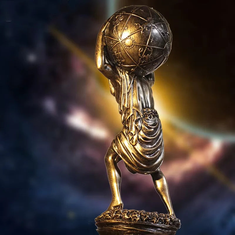 Afralia™ Atlas Resin Statue: Greek Titan Holding Astronomy Globe, Bronze Finish