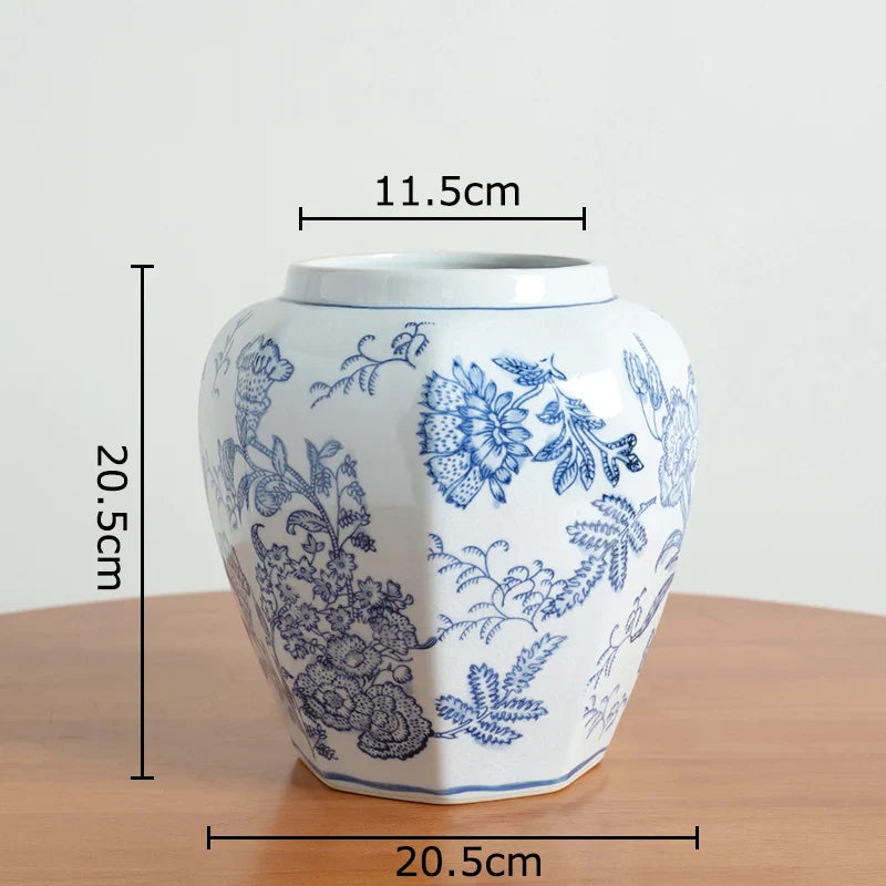 Afralia™ Blue & White Porcelain Vase Pot for Stylish Room Aesthetic Decor & Flowers