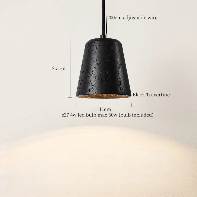 Afralia™ LED Pendant Lights Black Travertine Table Hanging Lamp for Bedroom Living Dining Room