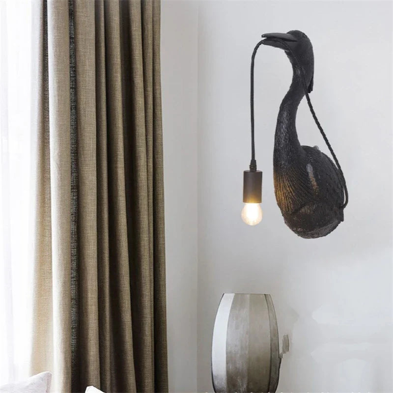 Afralia™ Nordic Crane Resin Wall Lamps for Bedroom, Living Room, Staircase, and Corridor