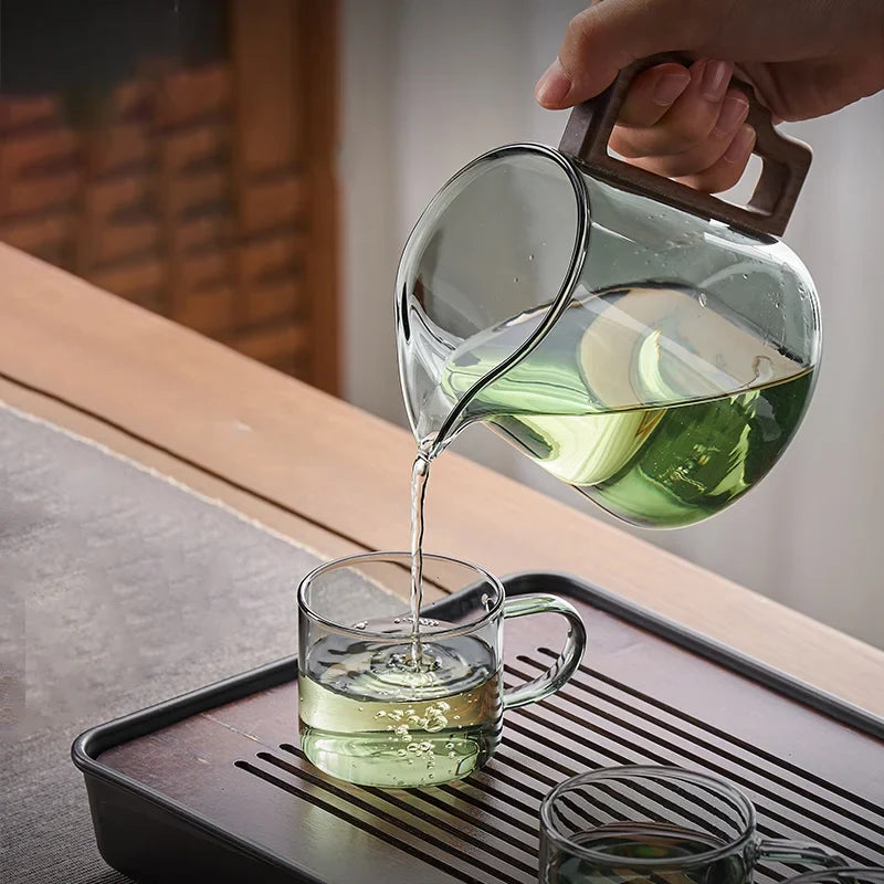 Afralia™ Glass Teapot with Wood Handle for Chinese Tea Ceremony and Kung Fu Tea