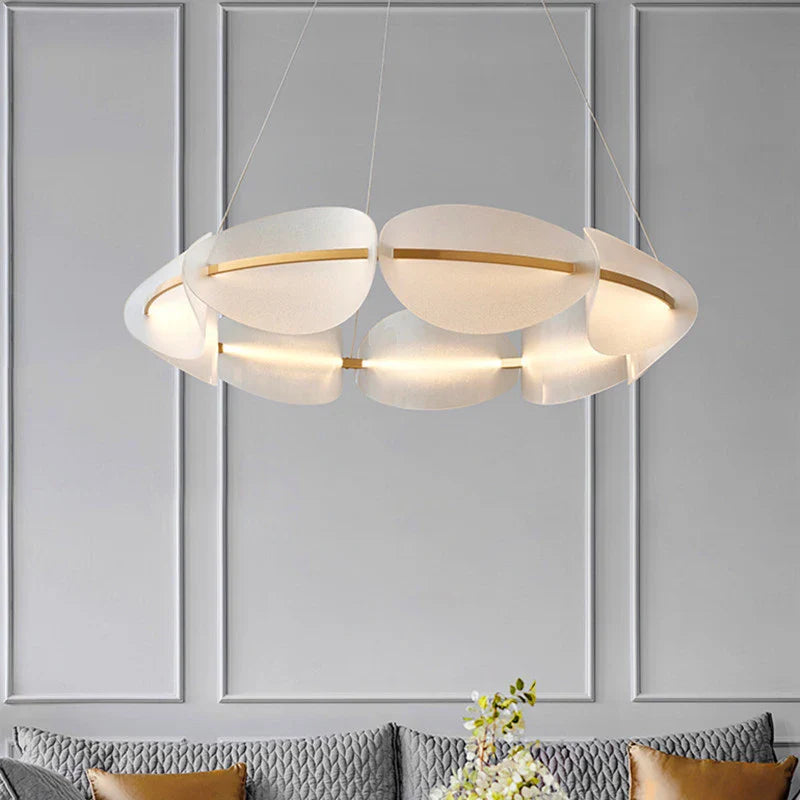 Afralia™ Nordic Leaf Chandelier: Modern Acrylic Ring Light for Living & Dining Room