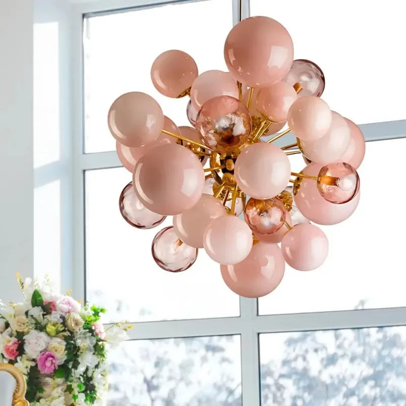 Afralia™ Art Deco Glass Ball Chandelier LED Pendant Light - Dimmable Modern Ceiling Lamp