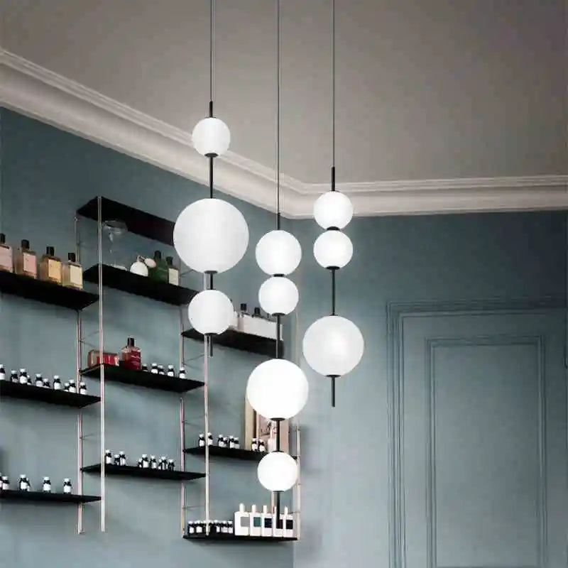 Afralia™ White Acrylic Ball LED Pendant Light - Adjustable Cord for Parlor, Dining Room, Bedroom