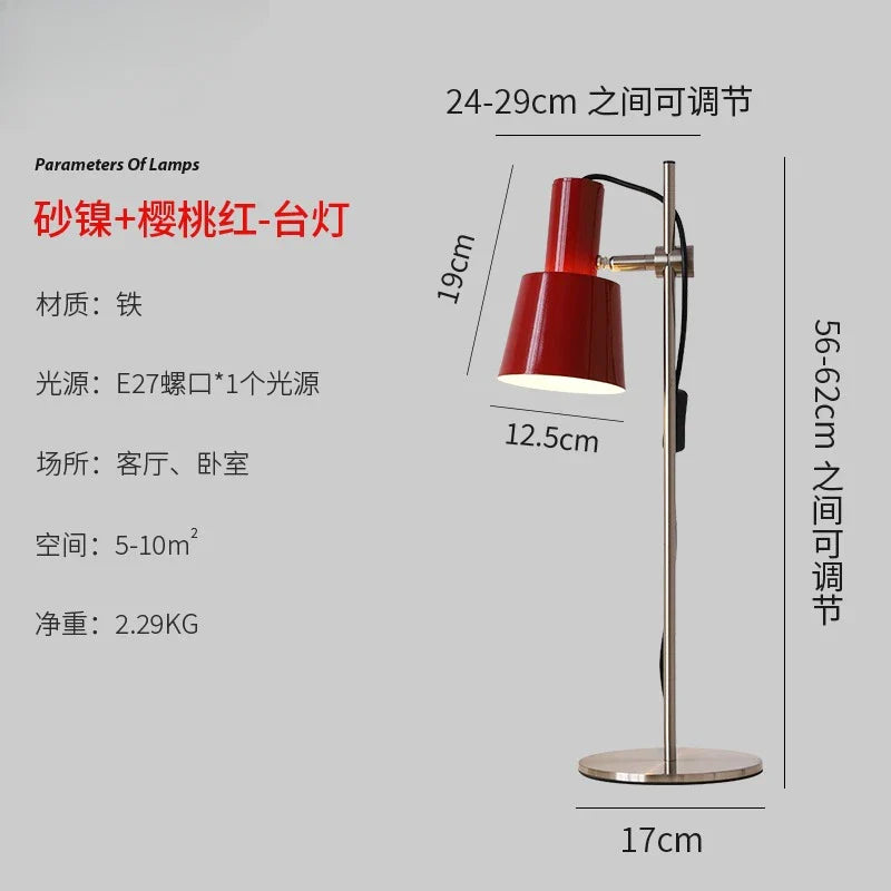 Afralia™ Retro LED Adjustable Table Lamp E27 Red/Orange/Black Modern Design Bedside Desk Light