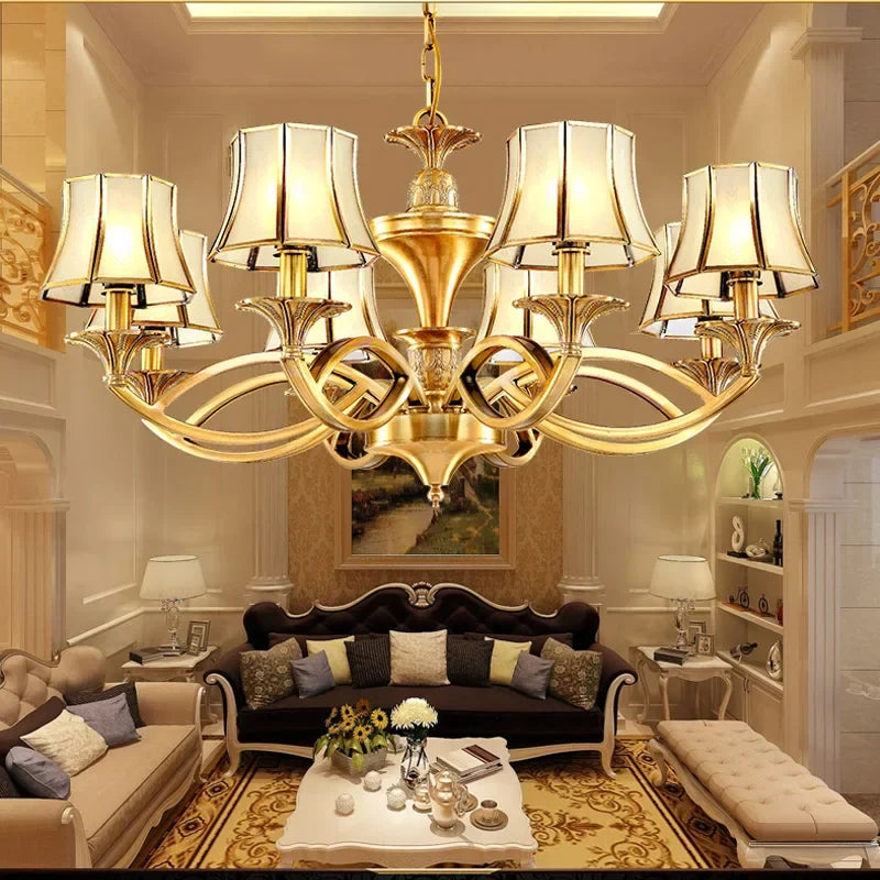 Afralia™ Copper Villa Chandelier Retro Staircase Lighting Home Decor