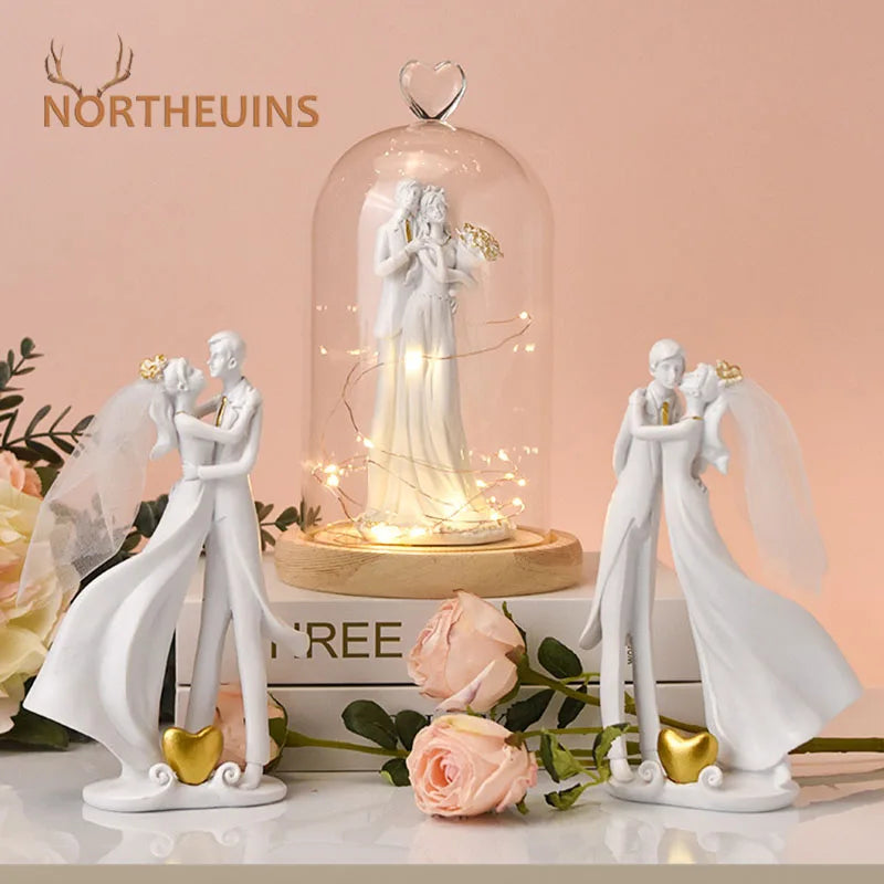 Afralia™ European Resin Wedding Couple Statues for Bedroom Decor and Valentine's Day Gift