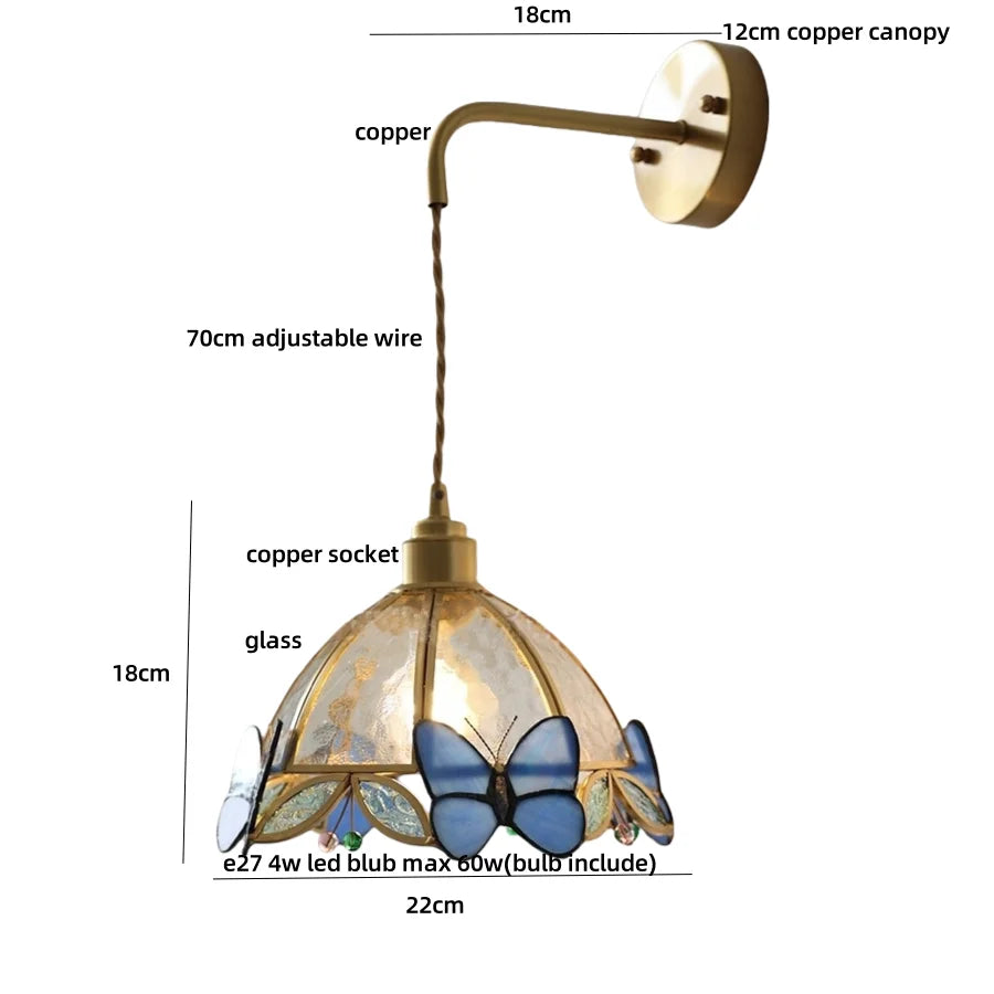 Afralia™ Butterfly Glass LED Wall Lights - Modern Nordic Style Bedside Lamp