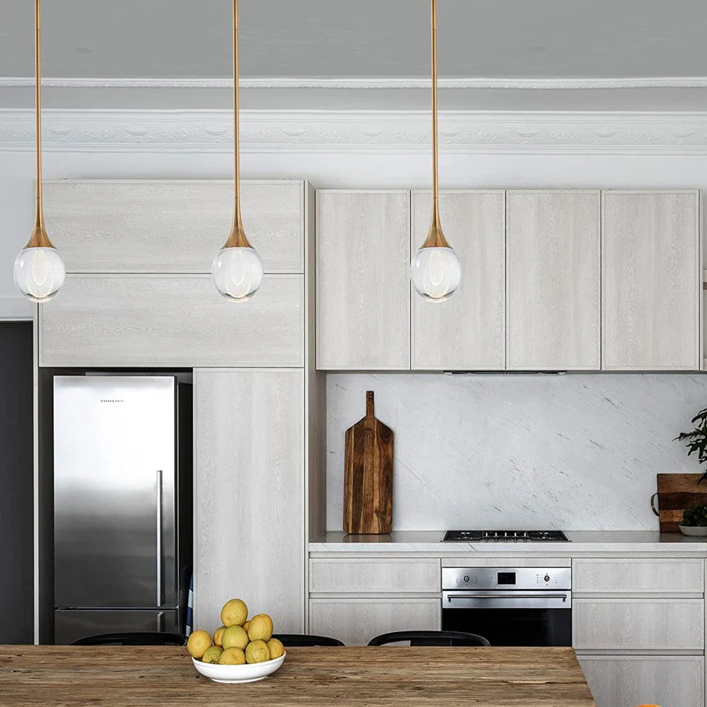 Afralia™ Modern Glass Ball Crystal LED Pendant Lighting for Kitchen Bedroom Home Decor