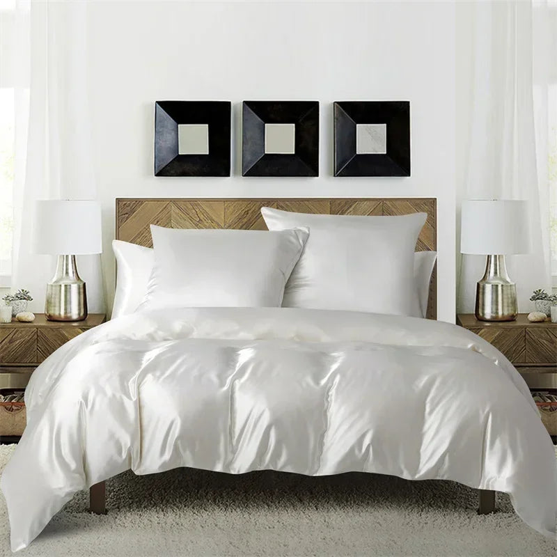 Satin King Size Duvet Cover Set by Afralia™ - Soft, Cozy, Skin-friendly Bedding for Queen Bed