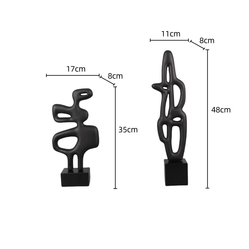 Afralia™ Geometric Resin Sculpture Set, Black and White Irregular Decor Figurines