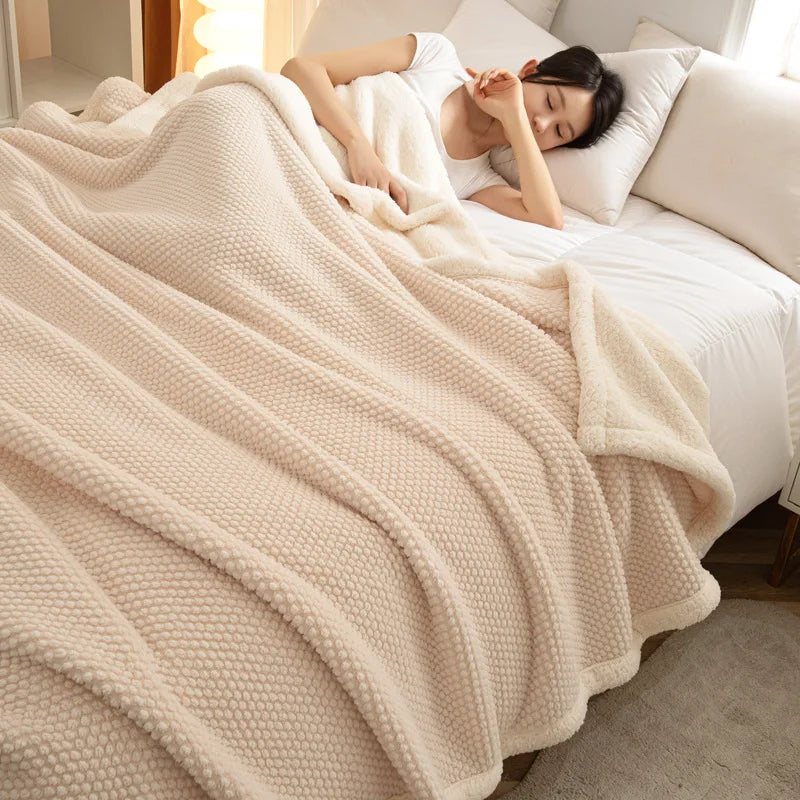 Afralia™ High-Density Plush Double-Layer Blanket - Multi-Functional and Cozy Warmth