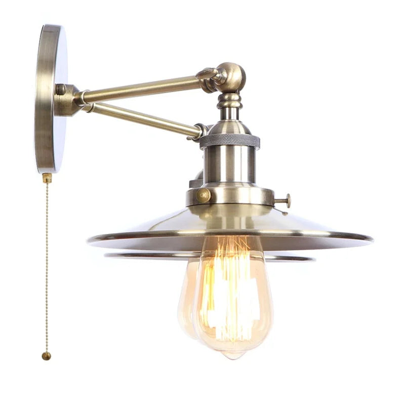 Afralia™ Vintage LED Wall Lamp with Pull Chain Switch, 2 Heads Industrial Sconce
