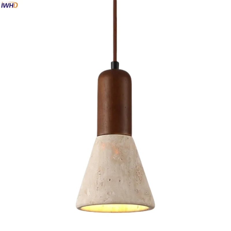 Afralia™ Yellow Travertine LED Pendant Lamp for Dining Living Room Kitchen Cafe